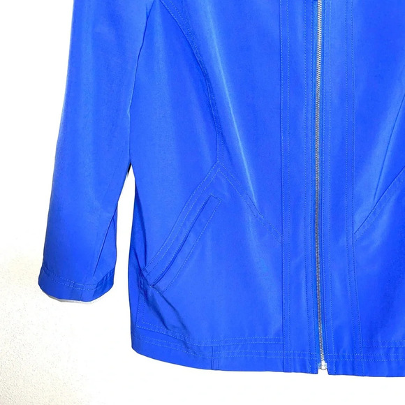 Weekends by Chico’s Blue 3/4 Sleeve Full Zip Windbreaker Jacket 1 Medium Women’s - Picture 4 of 11